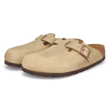 Women's  Boston Oiled Leather Casual Clog - Tobacc