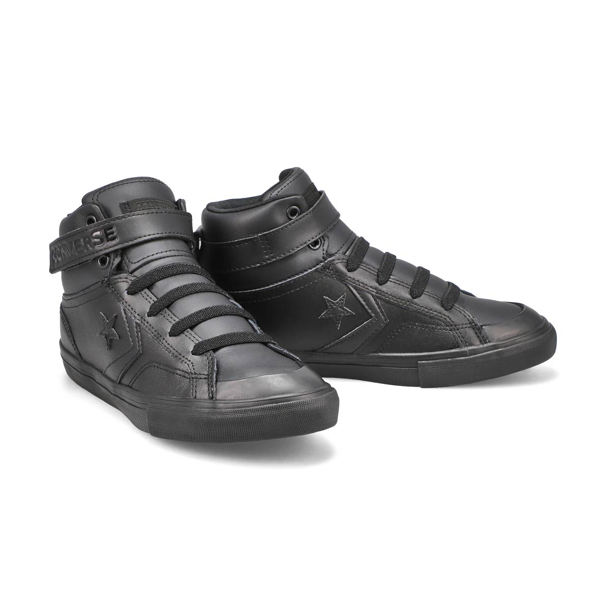 Boys' Chuck Taylor All Star Pro Blaze Strap Leather Sneaker - Black/Black