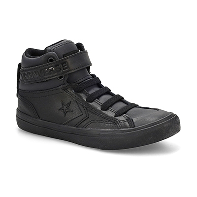 Bys Chuck Taylor All Star Pro Blaze Strap Leather Sneaker - Black/Black/Black