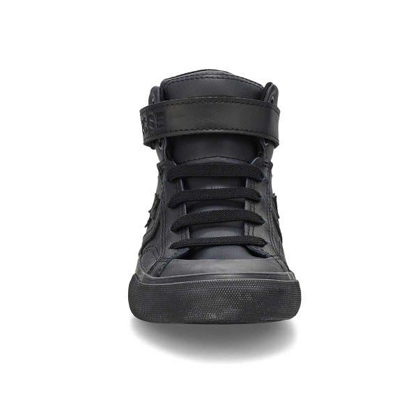 Boys'  Chuck Taylor All Star Pro Blaze Strap Leather Sneaker - Black/Black/Black