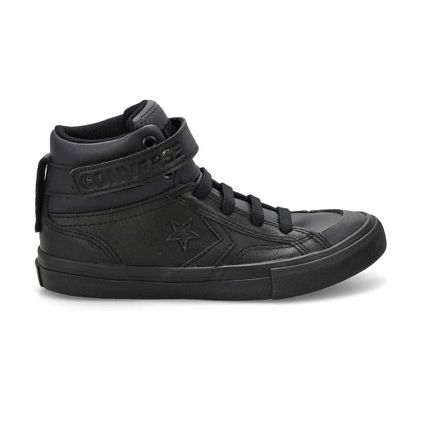 Boys'  Chuck Taylor All Star Pro Blaze Strap Leather Sneaker - Black/Black/Black