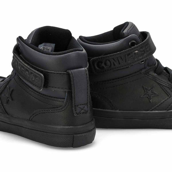 Boys'  Chuck Taylor All Star Pro Blaze Strap Leather Sneaker - Black/Black/Black