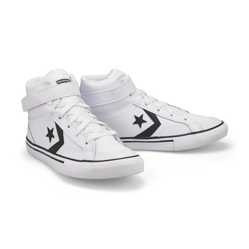 Boy's Chuck Taylor All Star Pro Blaze Strap Leather Sneaker - White/Black