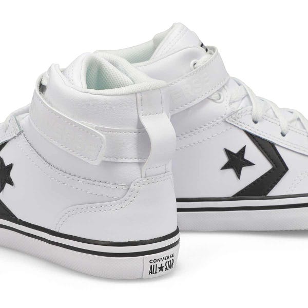Boy's Chuck Taylor All Star Pro Blaze Strap Leather Sneaker - White/Black