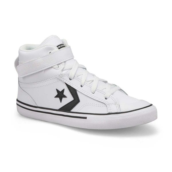 Boy's Chuck Taylor All Star Pro Blaze Strap Leather Sneaker - White/Black