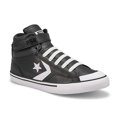 Bys Chuck Taylor All Star Pro Blaze Strap Leather Sneaker - Black/White