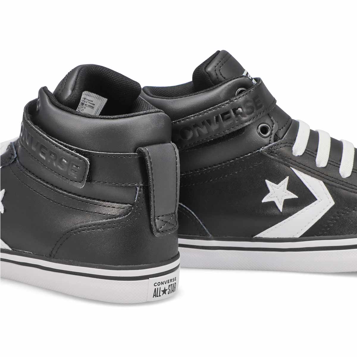 Boys' Chuck Taylor All Star Pro Blaze Strap Leather Sneaker - Black/White