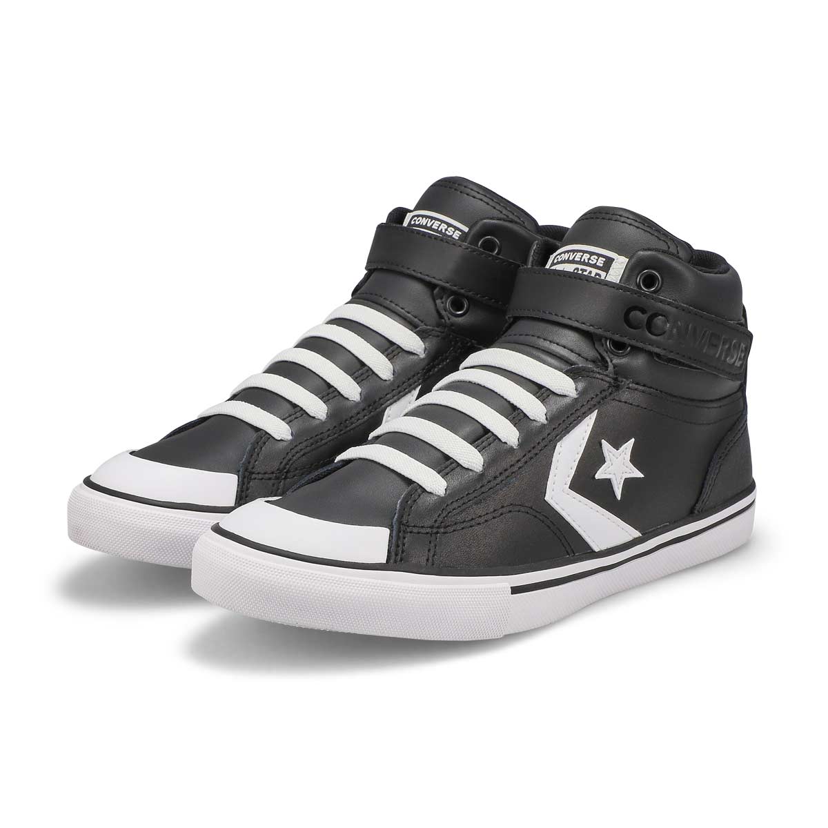 Boys' Chuck Taylor All Star Pro Blaze Strap Leather Sneaker - Black/White