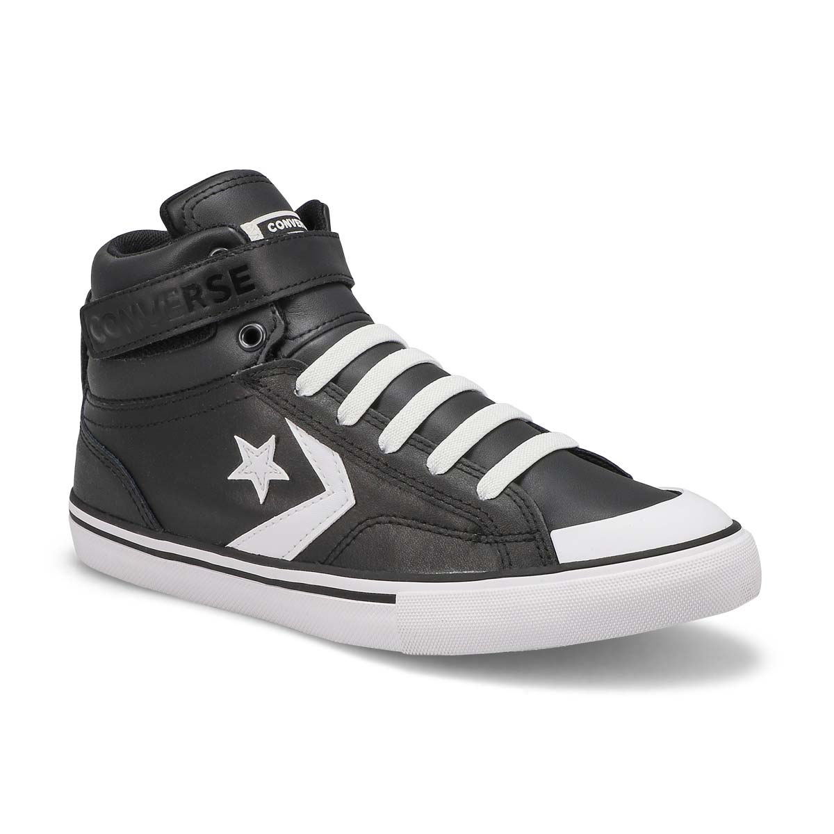 Boys' Chuck Taylor All Star Pro Blaze Strap Leather Sneaker - Black/White