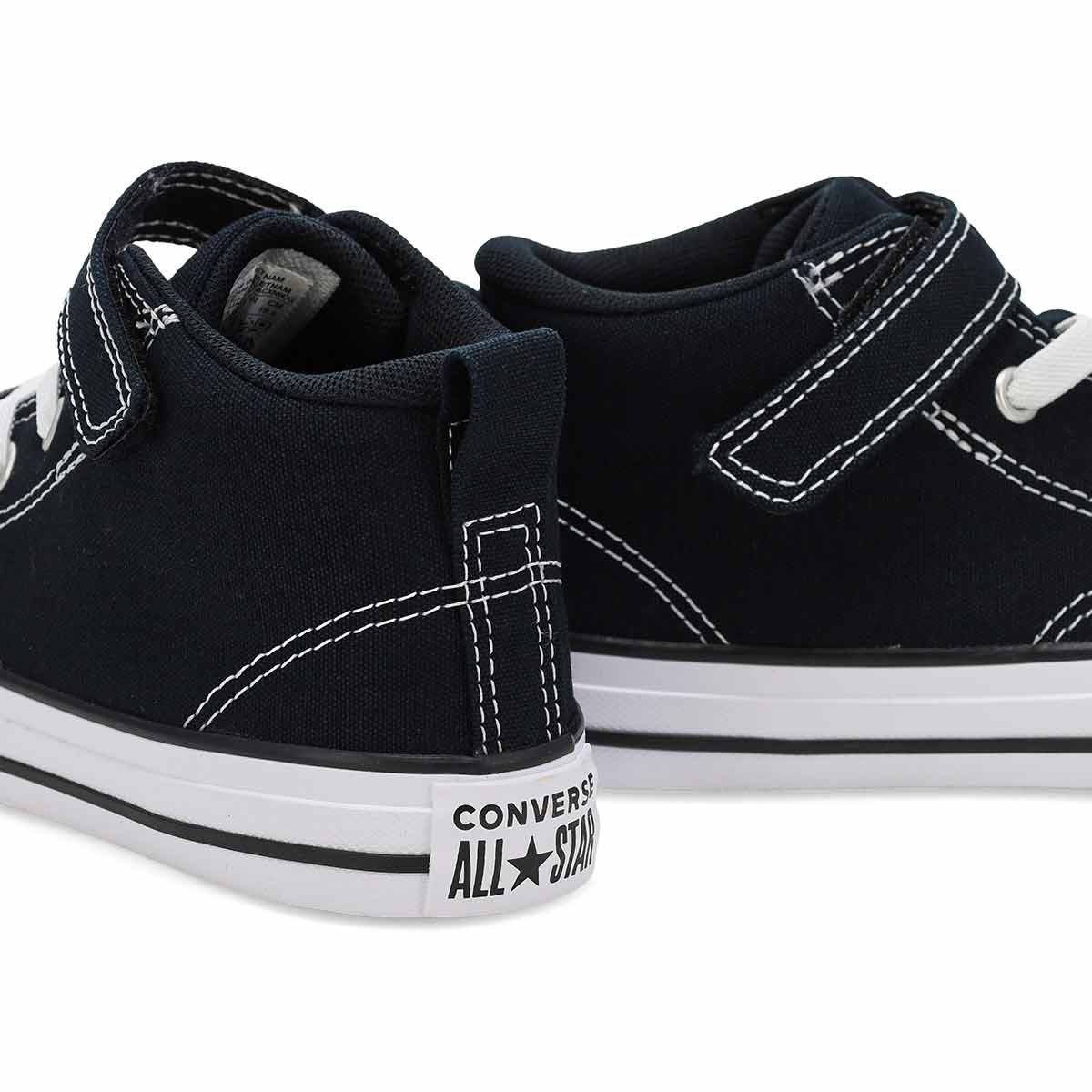 Kids'  Chuck Taylor All Star Malden Street Mid Sneaker - Black/Black/White