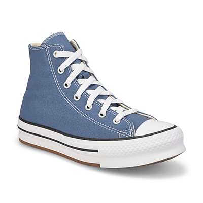 Baskets hautes à plateforme Chuck Taylor All Star Eva Lift, bleu lacustre/blanc/noir, enfants