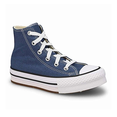 Baskets hautes à plateforme Chuck Taylor All Star Eva Lift, bleu lacustre/blanc/noir, enfants