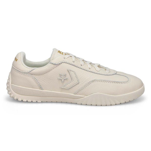 Women's Run Star Trainer-Mono Leather Lace Up Sneaker - Egret/ Gold