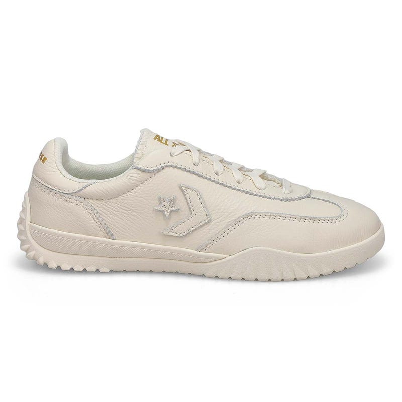 Women's Run Star Trainer-Mono Leather Lace Up Sneaker - Egret/ Gold