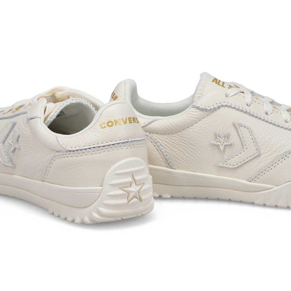 Women's Run Star Trainer-Mono Leather Lace Up Sneaker - Egret/ Gold