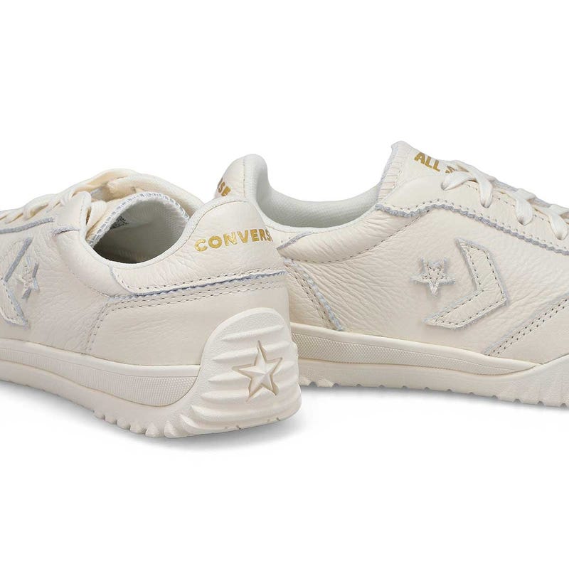 Women's Run Star Trainer-Mono Leather Lace Up Sneaker - Egret/ Gold