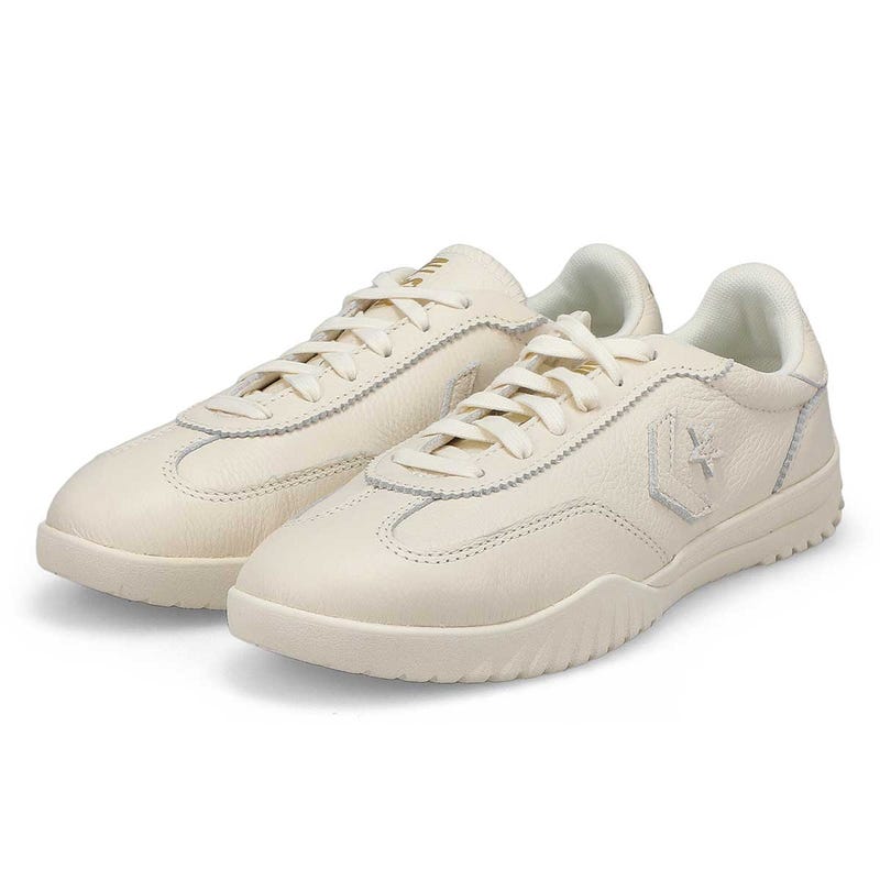 Women's Run Star Trainer-Mono Leather Lace Up Sneaker - Egret/ Gold