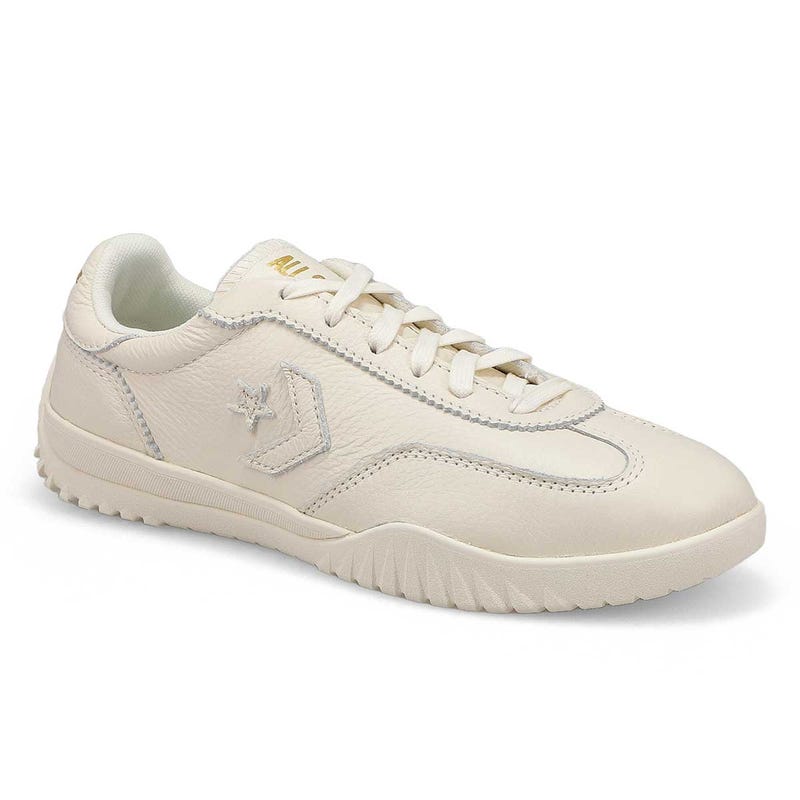 Women's Run Star Trainer-Mono Leather Lace Up Sneaker - Egret/ Gold
