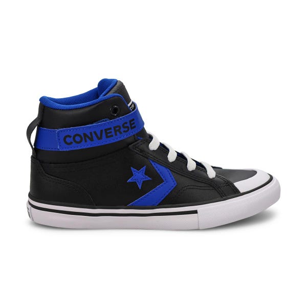 Boys'  Chuck Taylor All Star Pro Blaze Strap Leather Easy On Sneaker -  Black/Blue/White