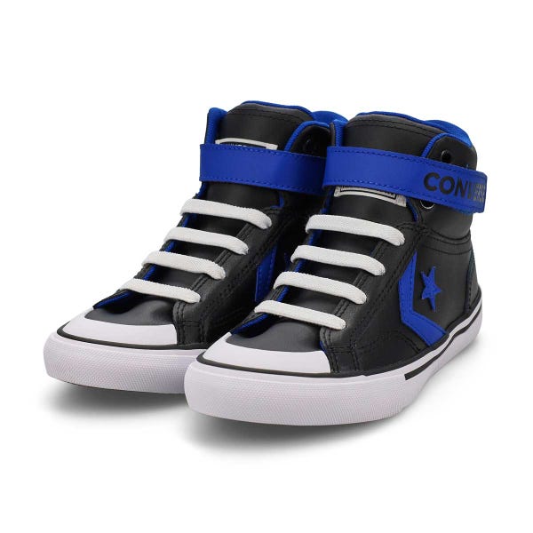 Boys'  Chuck Taylor All Star Pro Blaze Strap Leather Easy On Sneaker -  Black/Blue/White