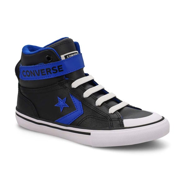 Boys'  Chuck Taylor All Star Pro Blaze Strap Leather Easy On Sneaker -  Black/Blue/White