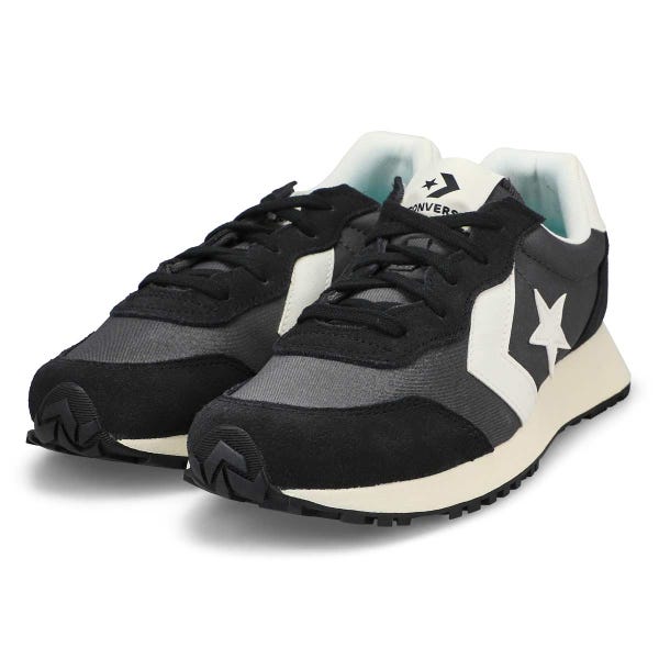 Baskets à lacets OMEGA TRAINER, noir/matière noire/suède blanc, femmes