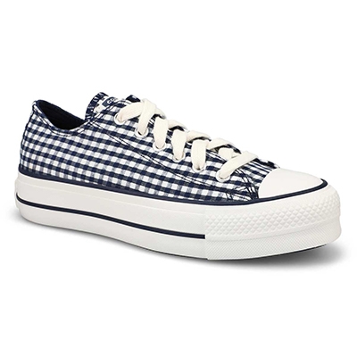 Lds Chuck Taylor All Star Lift Plaid Platform Sneaker - Obsidian/ White
