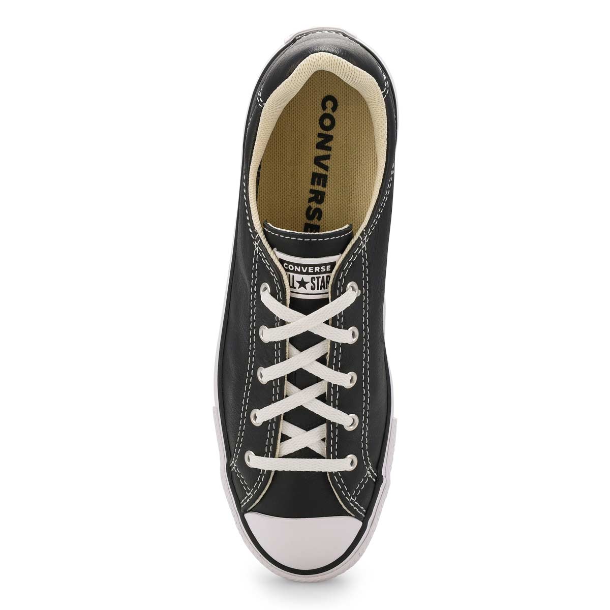 Women's Chuck Taylor All Star Dainty Lucky Leather Sneaker - Black/White/Black