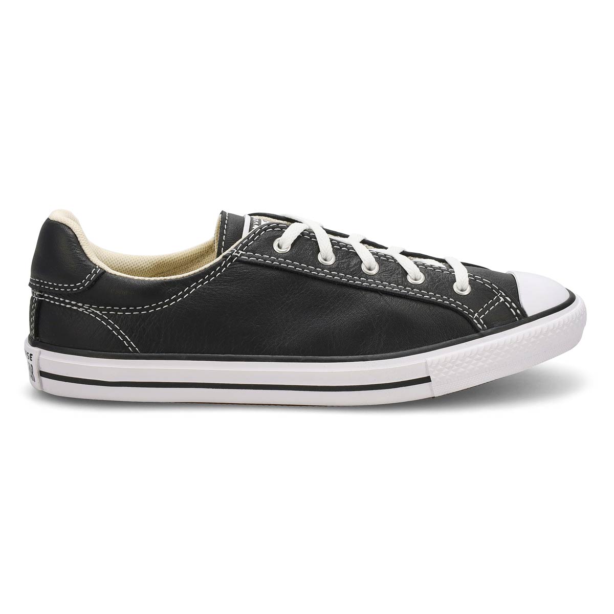 Women's Chuck Taylor All Star Dainty Lucky Leather Sneaker - Black/White/Black