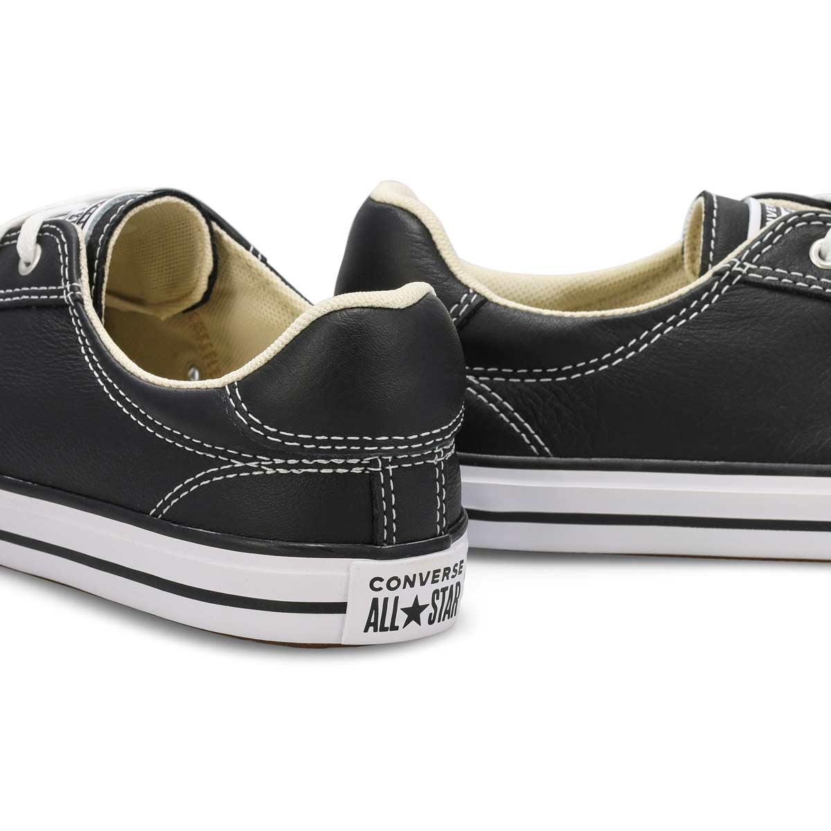 Women's Chuck Taylor All Star Dainty Lucky Leather Sneaker - Black/White/Black