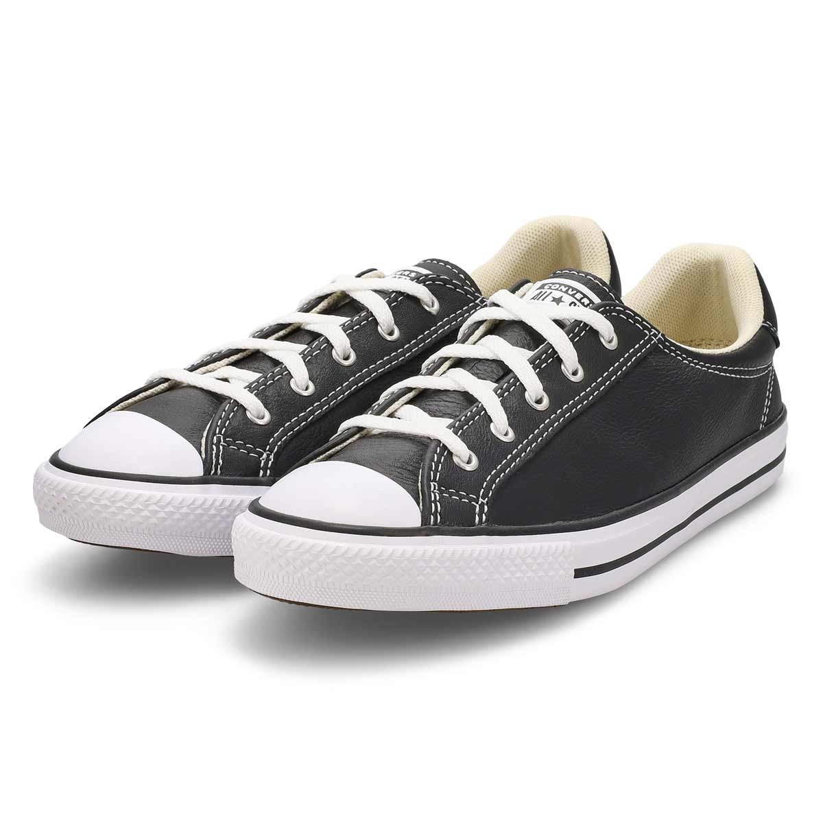 Women's Chuck Taylor All Star Dainty Lucky Leather Sneaker - Black/White/Black