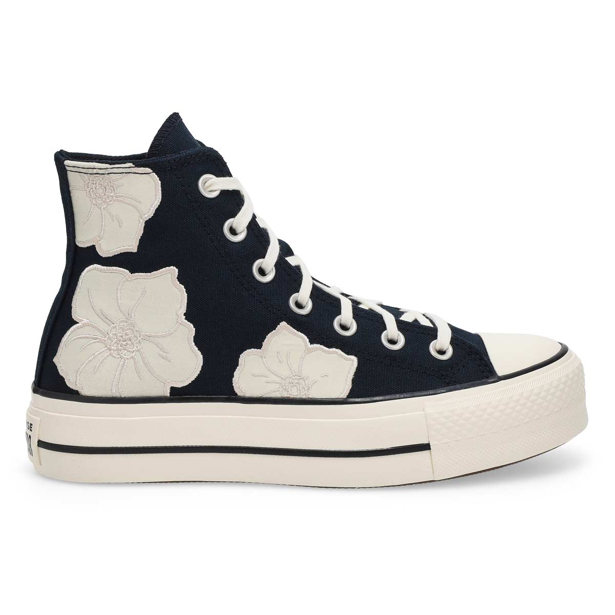 Women's Chuck Taylor All Star Lift Platform Flowers Sneaker- Black/Light Dune