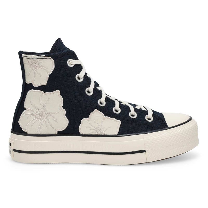 Women's Chuck Taylor All Star Lift Platform Flowers Sneaker- Black/Light Dune