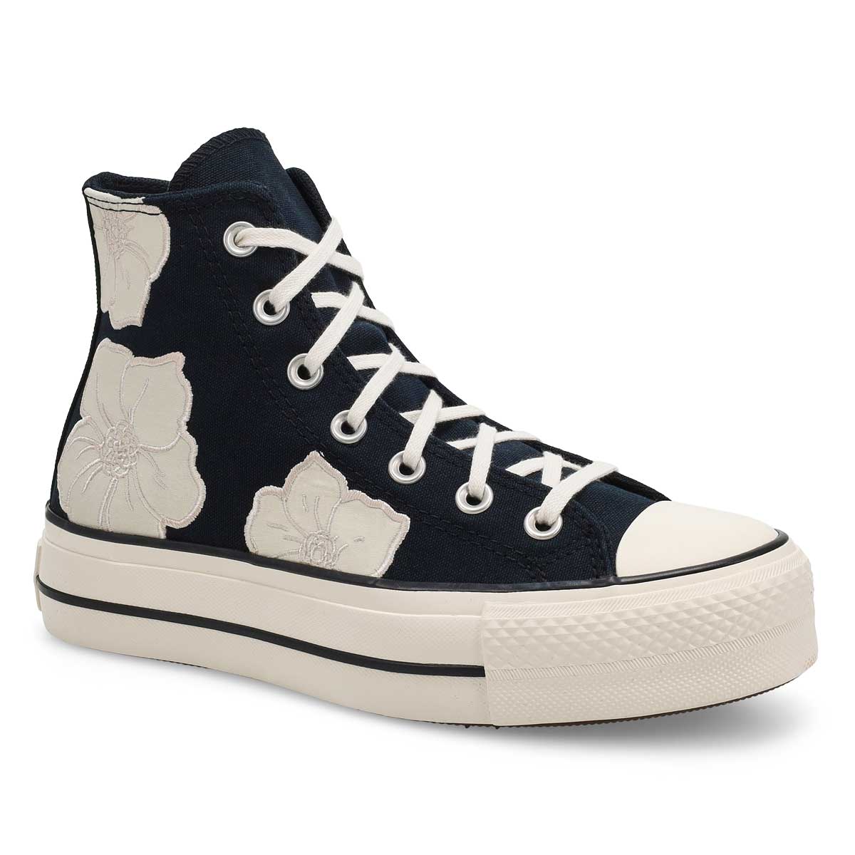 Women's Chuck Taylor All Star Lift Platform Flowers Sneaker- Black/Light Dune
