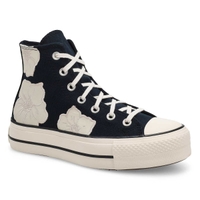 Women's Chuck Taylor All Star Lift Platform Flowers Sneaker- Black/Light Dune