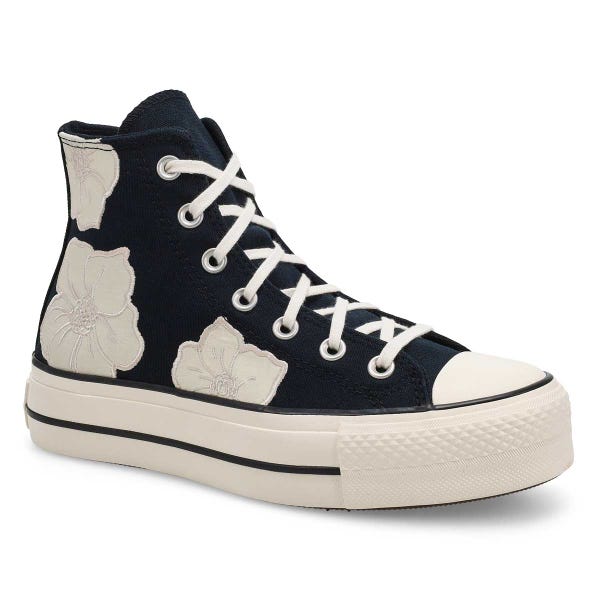 Women's Chuck Taylor All Star Lift Platform Flowers Sneaker- Black/Light Dune