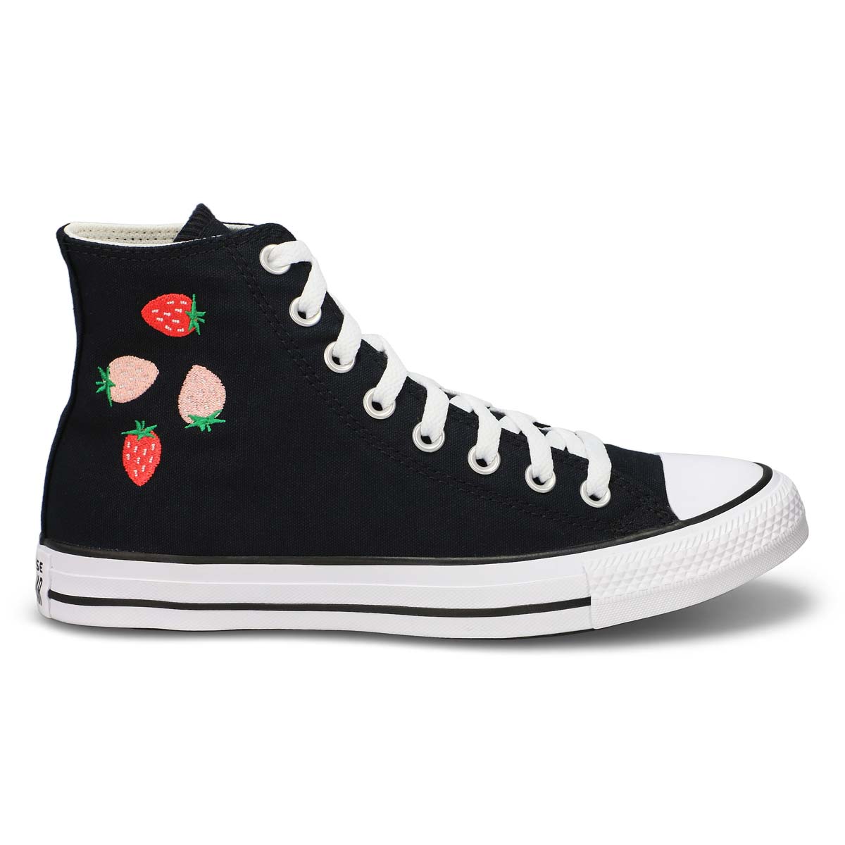 Women's  Chuck Taylor All Star - Strawberries Hi Top Sneaker - Black/Soft Red/Green