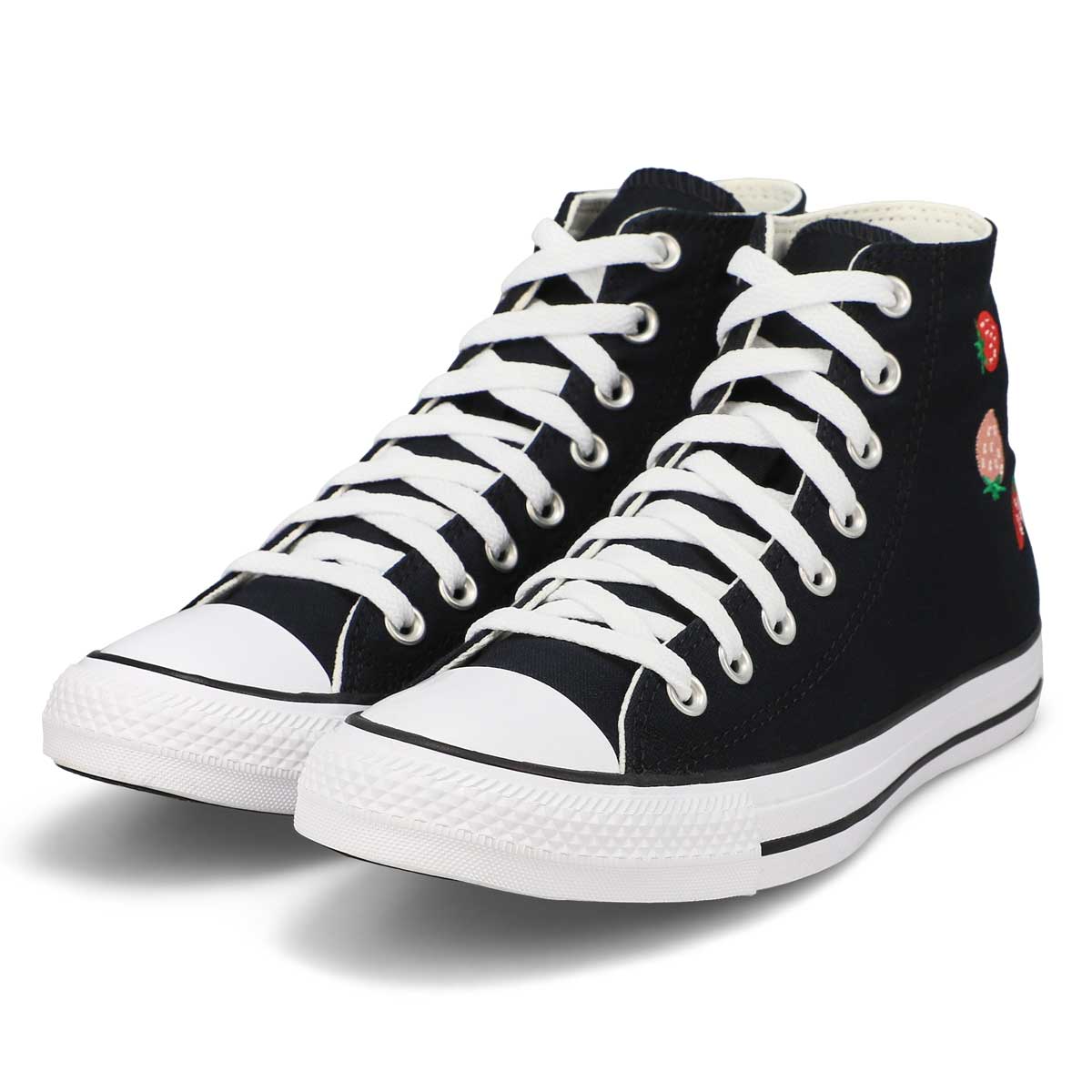 Women's  Chuck Taylor All Star - Strawberries Hi Top Sneaker - Black/Soft Red/Green