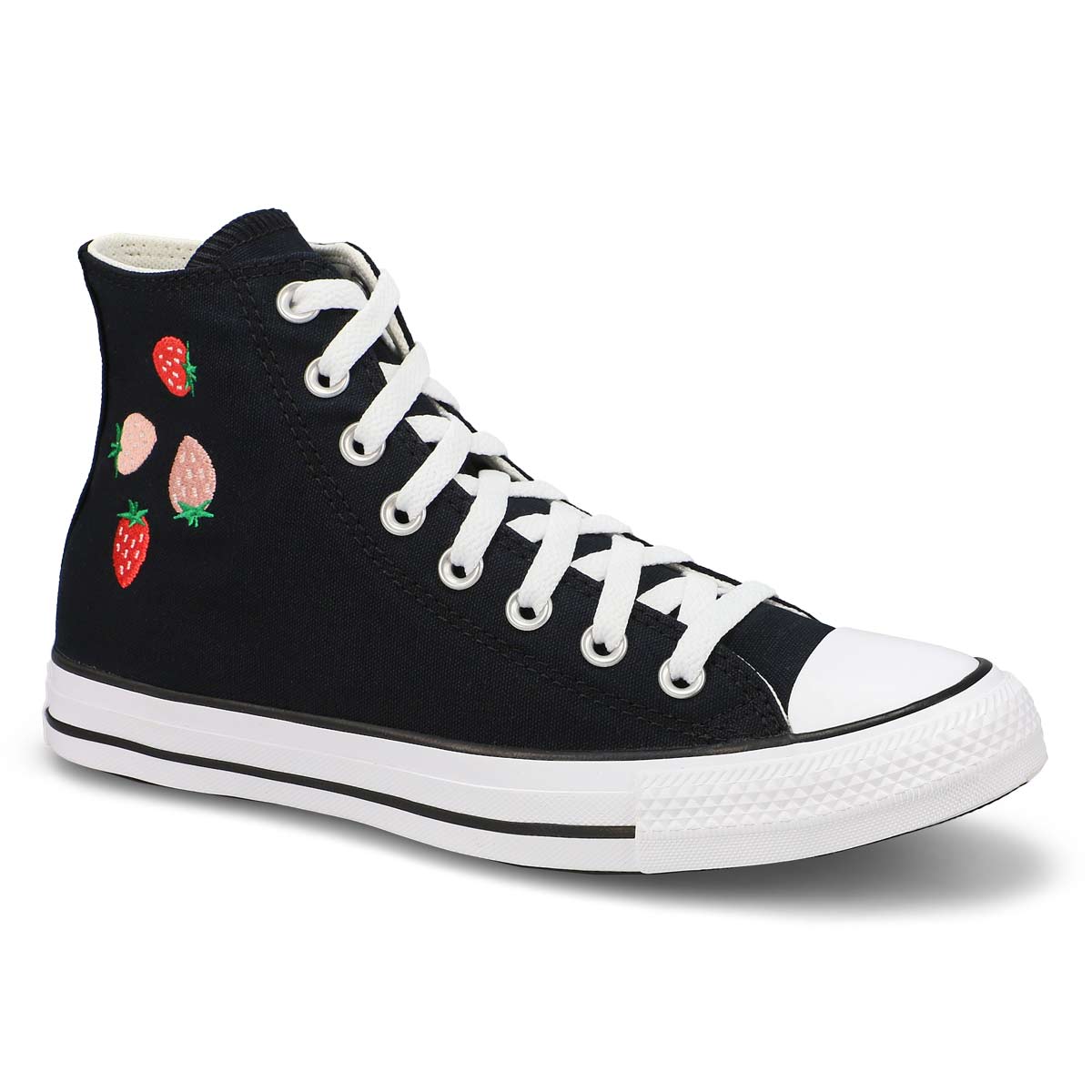 Women's  Chuck Taylor All Star - Strawberries Hi Top Sneaker - Black/Soft Red/Green