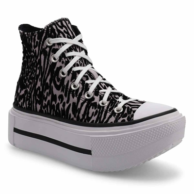 Lds Chuck Taylor All Star Leopard Double Stack Hi Top Sneaker - Frozen Thistle
