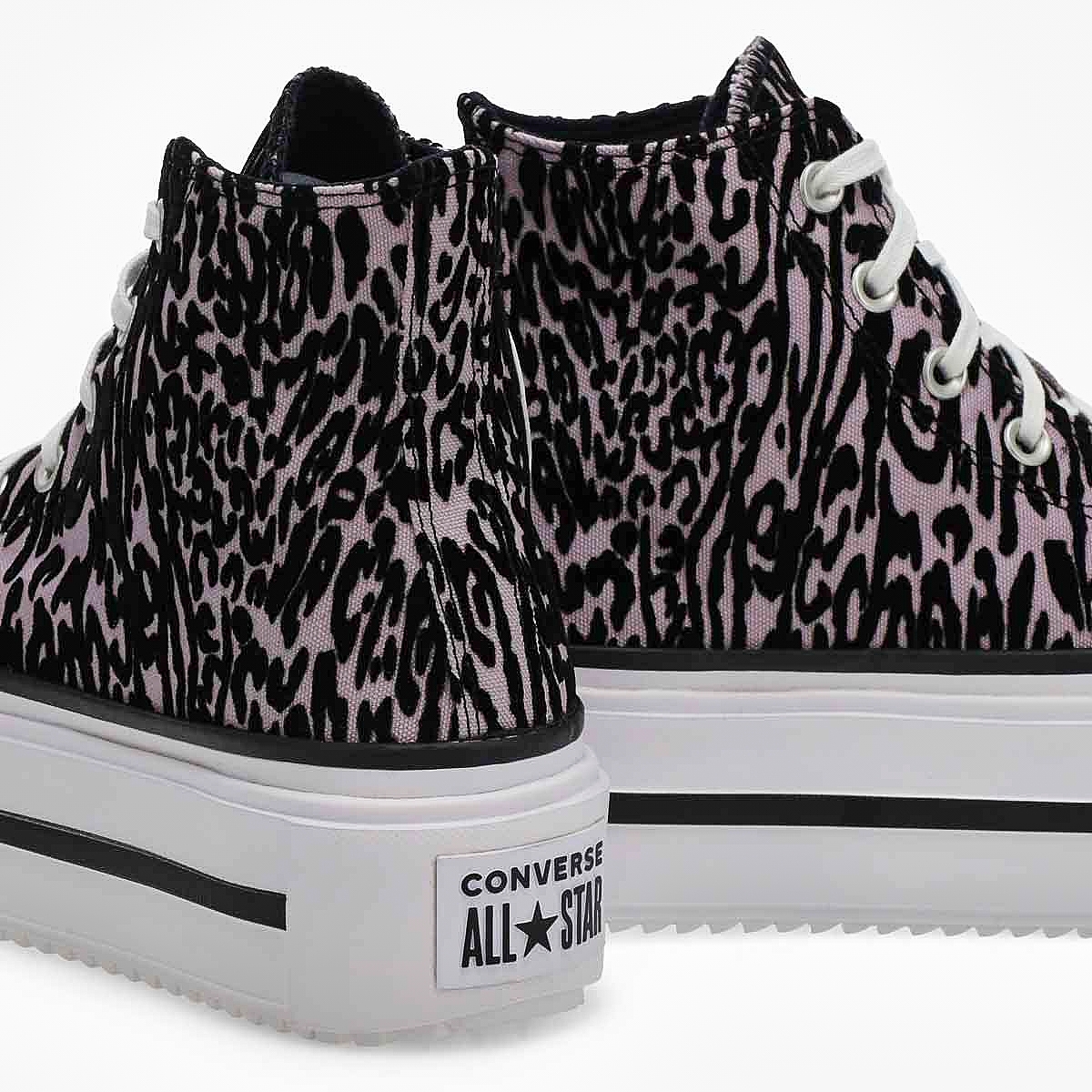 Women's  Chuck Taylor All Star Leopard Double Stack Hi Top Sneaker - Frozen Thistle