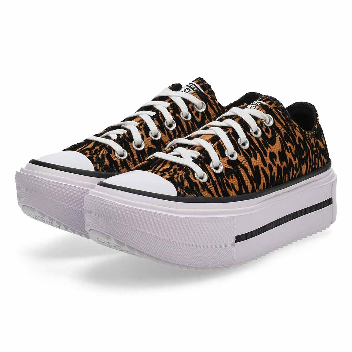 Baskets CHUCK TAYLOR ALL STAR LEOPARD DOUBLE STACK, brun/noir, femmes