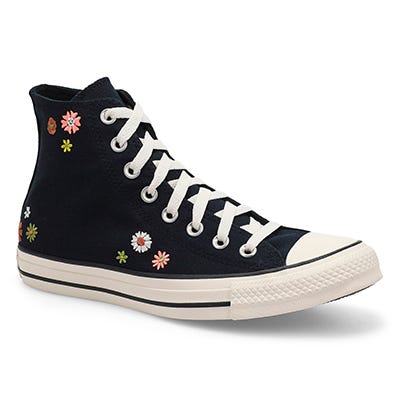 Lds CTAS HiTop Embroidered Florals Sneaker - Black/Bright Outlook/AllHeat