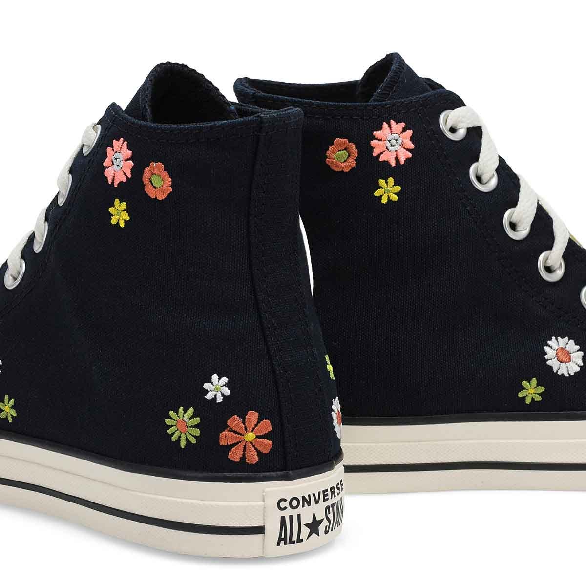 Basket haute CTAS EMBROIDERED FLORALS, noir, femme