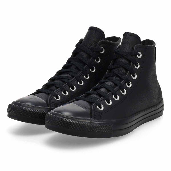 Baskets hautes en cuir CHUCK TAYLOR ALL STAR LEATHER HI TOP, noir/noir, hommes