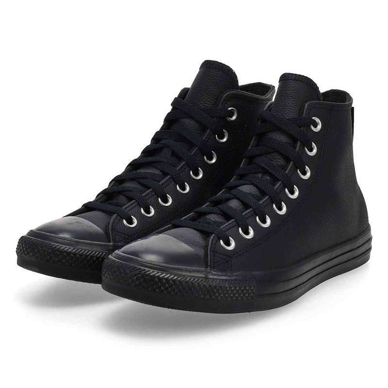 Baskets hautes en cuir CHUCK TAYLOR ALL STAR LEATHER HI TOP, noir/noir, hommes