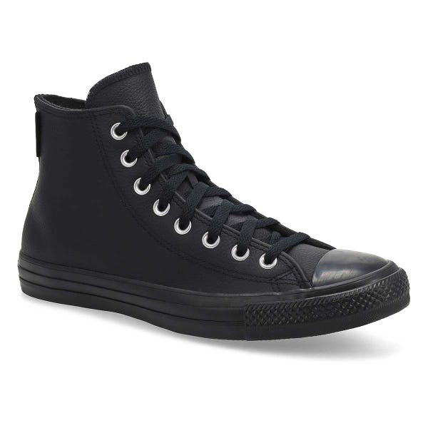 Baskets hautes en cuir CHUCK TAYLOR ALL STAR LEATHER HI TOP, noir/noir, hommes