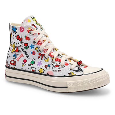 Lds Chuck 70 Hello Kitty Hi Top Sneaker - White/Pink/Green