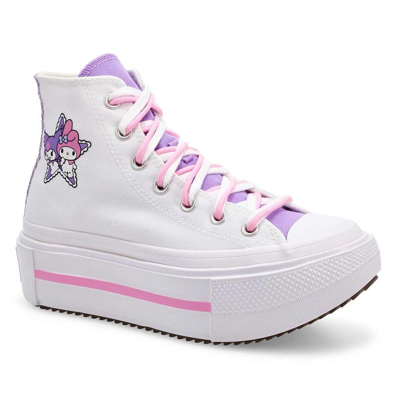 Women's Chuck Taylor All Star Double Stack Friends Platform Sneaker - White/Pink/Purple