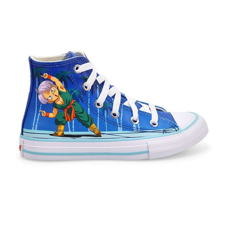 Kids' Converse Chuck Taylor All Star Dragon Ball Z Goten/Trunks High Top Sneaker - Light Blue/Neon M